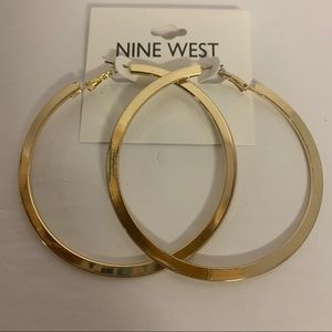 Nine West Gold Tone Beyonce Rihanna Style Big Hoop Earrings Girlfriend Gift